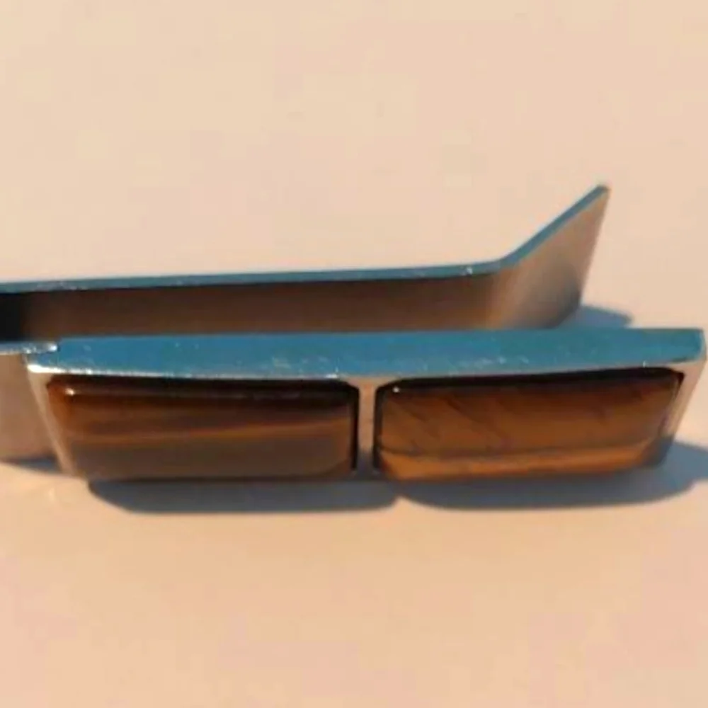 Chisel stainless steel Polished Tiger's Eye money clip